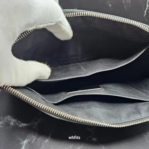 Yves Saint Laurent Black Leather Zipper Portfolio Clutch - Picture 8 of 12